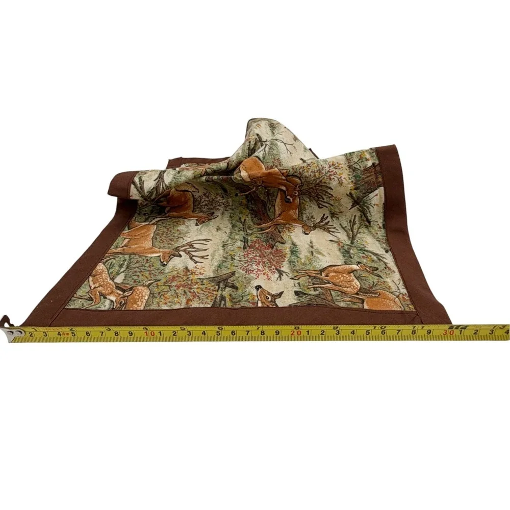 Handmade Deer Stag Table‎ Linens Lot (4) 2 Runners + 2 Placemats Rustic Lodge